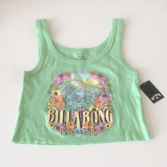 Billabong Crop Tank Top Scoop Neck Raw Hem Tee - Picture 5 of 16